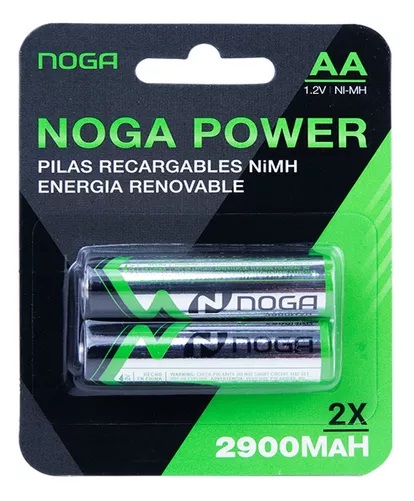 PILAS RECARGABLES AA X 2 UNID 2900 - NP-AAM 2.9B - NOGA NET